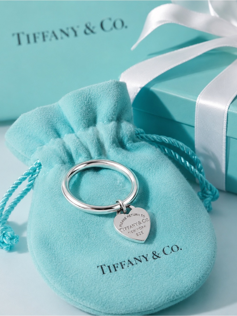 Rare Tiffany & Co. Return to Tiffany Heart Tag Ring Sterling Silver Size 5.75